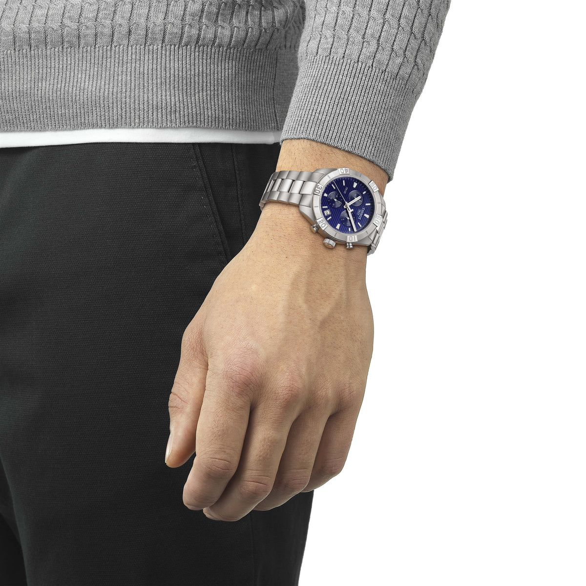 Tissot PR 100 Sport Gent Chronograph blue dial in steel b let
