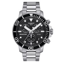 Load image into Gallery viewer, Tissot Seastar 1000 Chronograph in Steel Bracelet, black dial