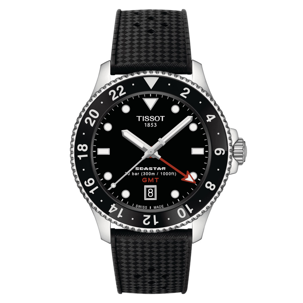 Tissot Seastar 1000 Quartz GMT in Black Rubber Strap