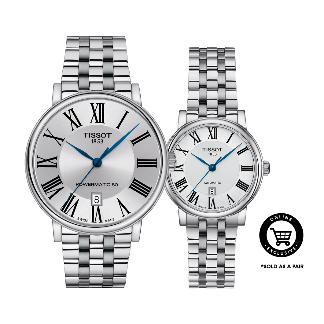 Pair O: Tissot Carson Premium Roman Auto Lady T122.207.11.033.00 & Powermatic 80 Gents T122.407.11.033.00