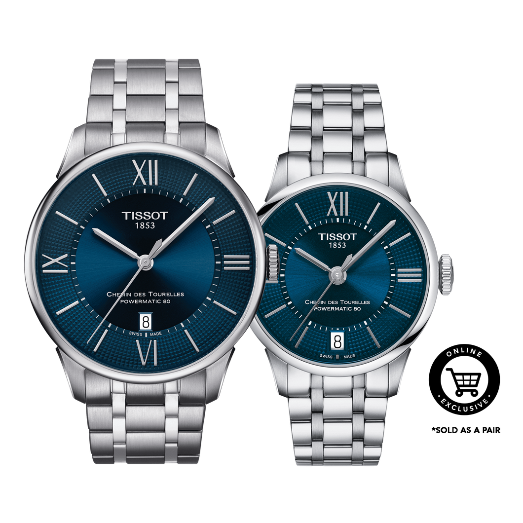 Pair C: Tissot Chemin Des Tourelles Powermatic 80 Lady T099.207.11.048.00 & Powermatic 80 Gents T099.407.11.048.00