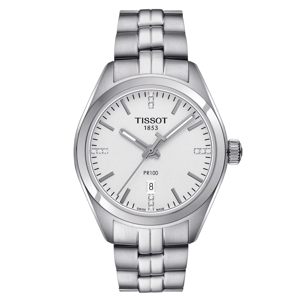 Tissot PR 100 Lady with diamonds in steel bracelet