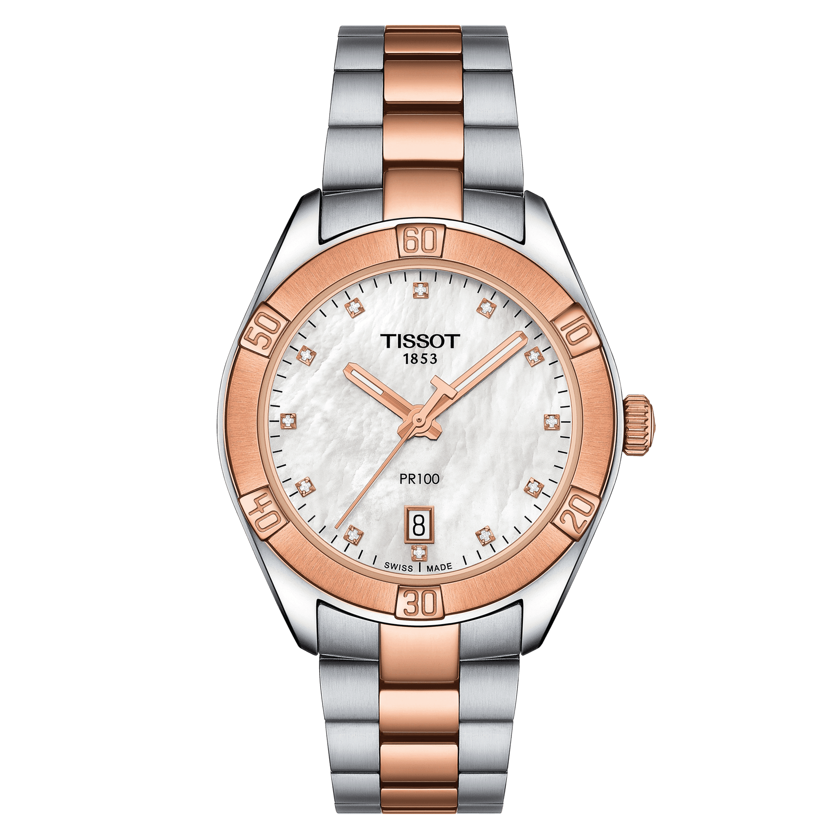 Tissot PR 100 Sport Chic Rose Gold Pink MOP Dial