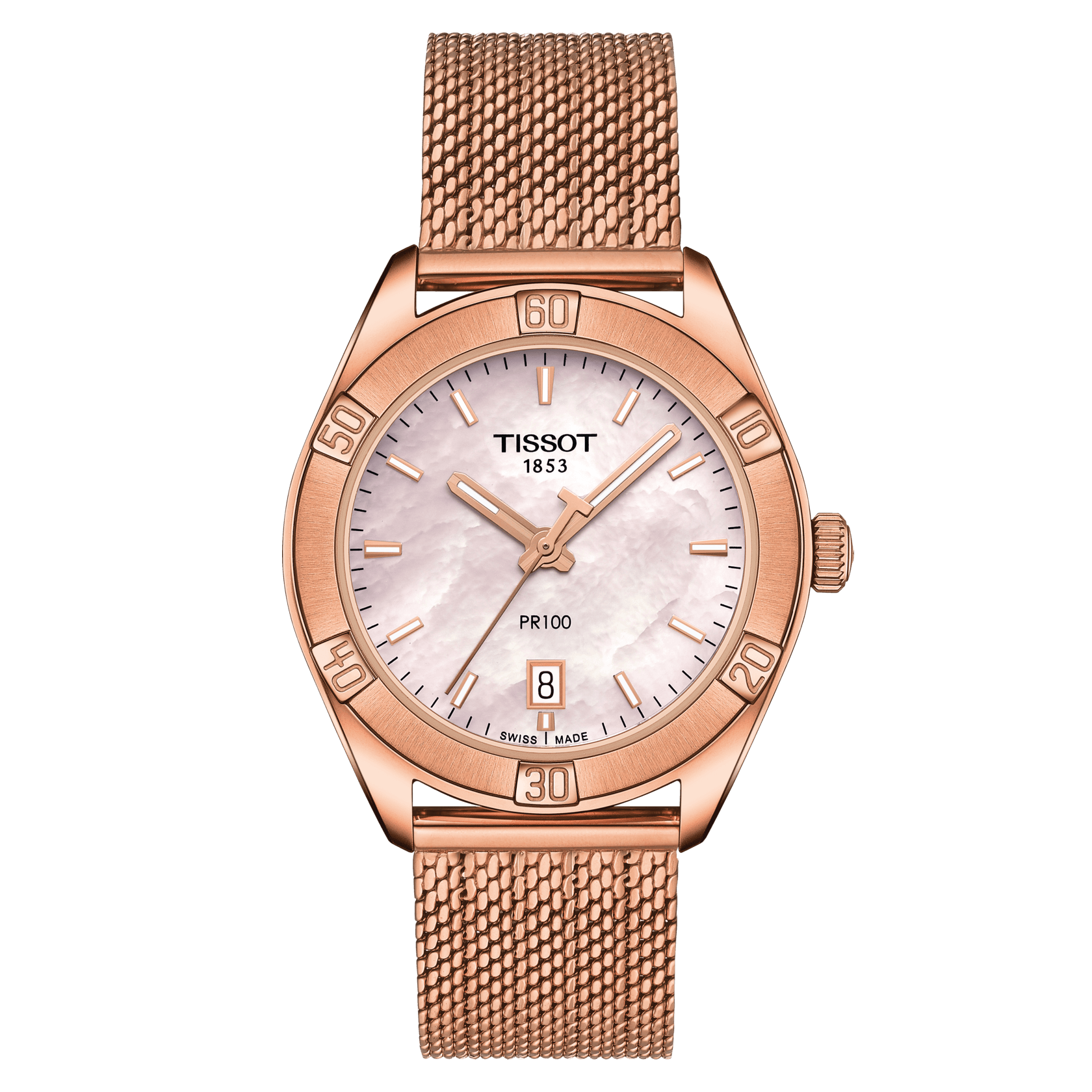 Tissot PR 100 Sport Chic Rose Gold Pink MOP Dial