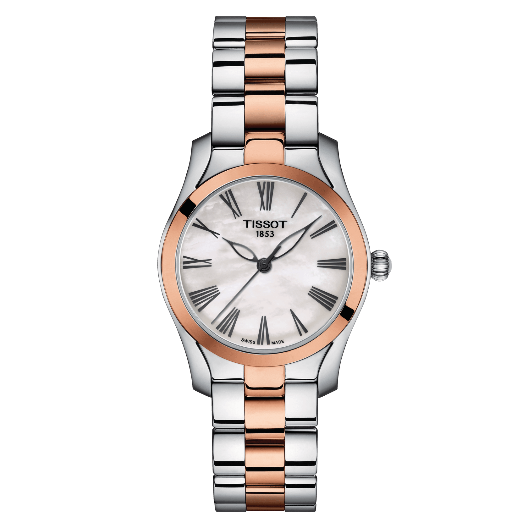 Tissot T Wave Rose Gold 2Tone White MOP dial