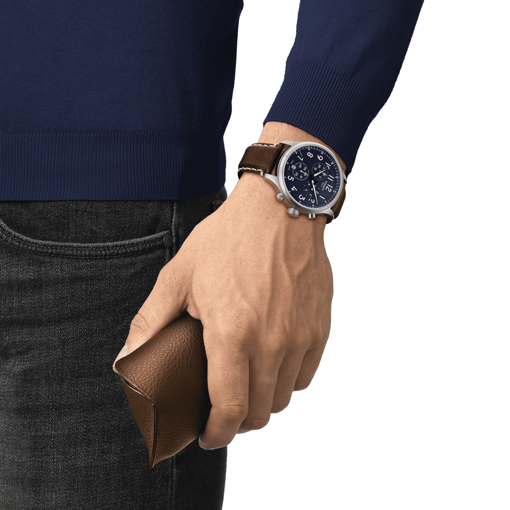Tissot Chrono XL Vintage in Blue Dial Brown Leather Strap