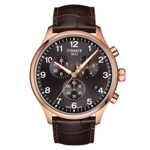 Load image into Gallery viewer, Tissot Chrono XL Classic Rose Gold PVD case in leather strap
