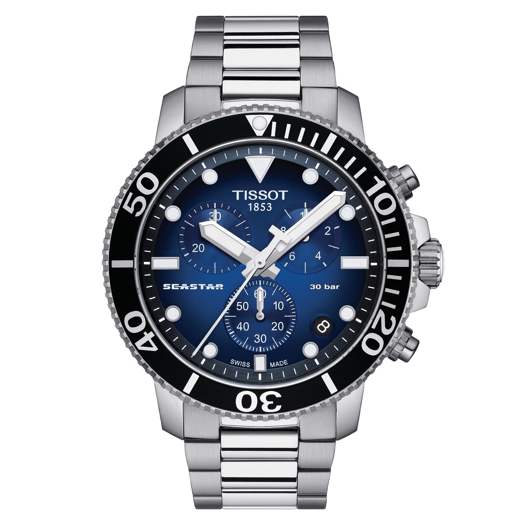 Tissot Seastar 1000 Chronograph Blue dial in steel bracelet