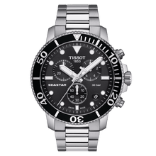 Load image into Gallery viewer, Tissot Seastar 1000 Chronograph in Steel Bracelet, black dial
