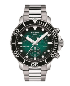Tissot Seastar 1000 Quartz Chronograph Green Gradient dial in steel bracelet