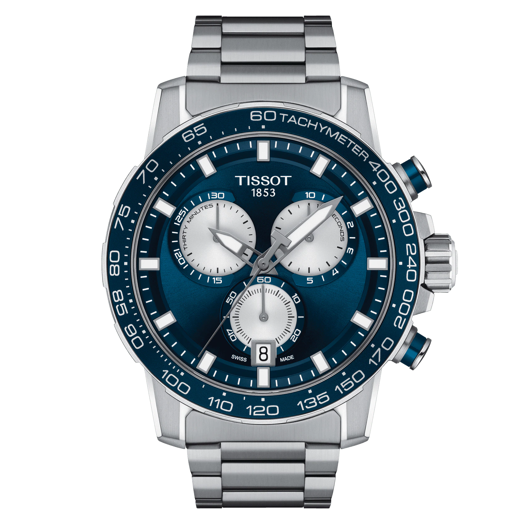 Tissot Supersport Chrono Blue Dial in Steel Bracelet