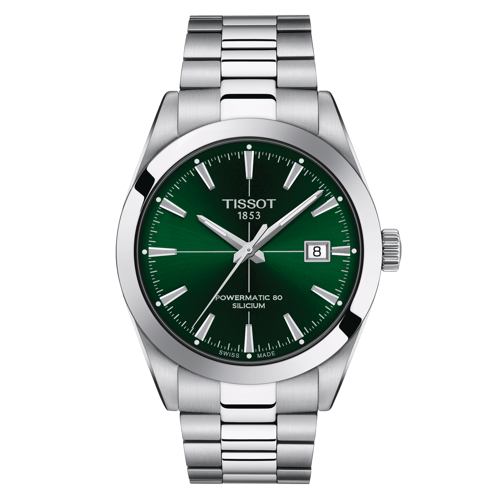 Tissot Gentleman Powermatic 80 Silicium in Steel Bracelet Green