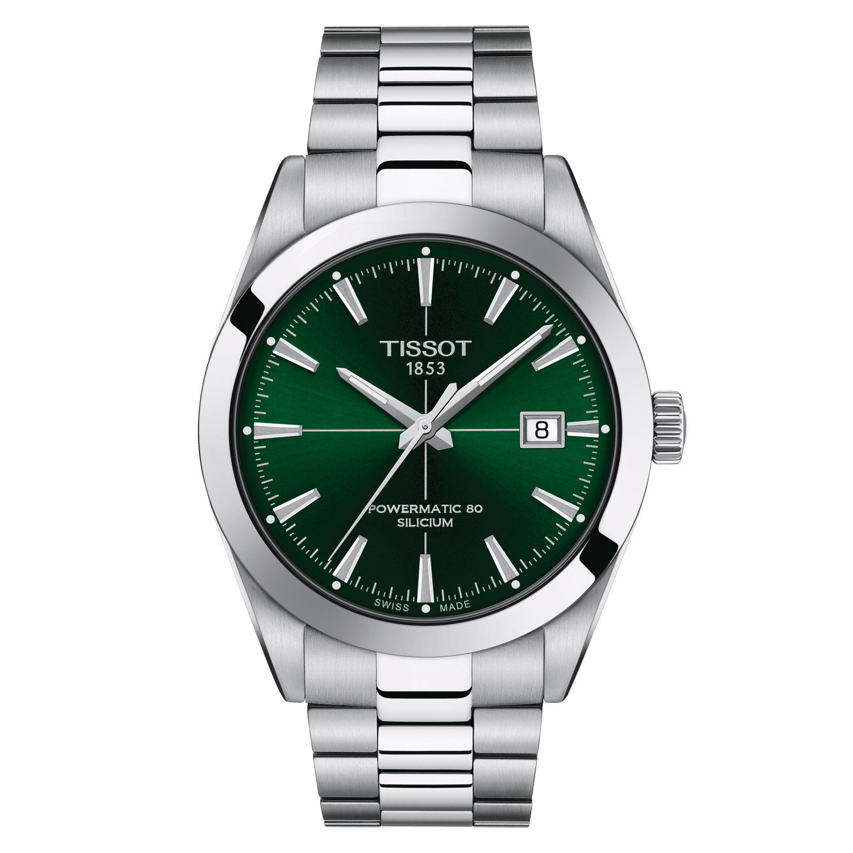 Tissot Gentleman Powermatic 80 Silicium in Steel Bracelet (Green Dial)